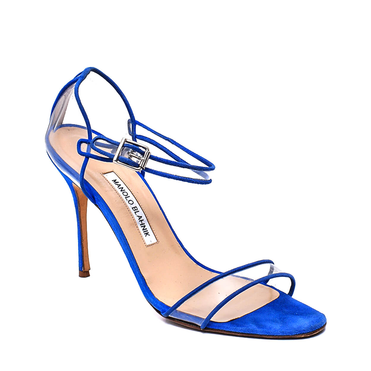 Manolo Blahnik - Fersen Saks Blue PVC Suede Sandals 40